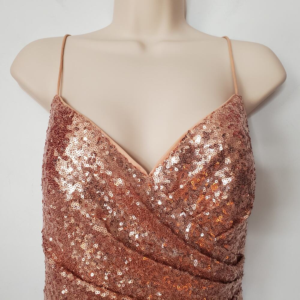 Watters Anzen 5300 Sequin Maxi Evening Dress Gown Rose Gold Wedding Size 10 - Picture 7 of 11